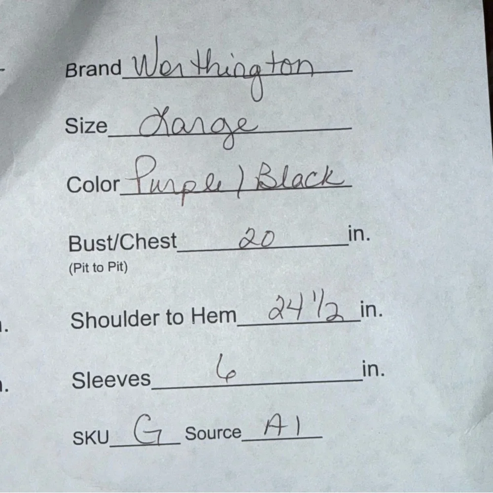 Worthington Purple Black Abstract Print Tie Waist Short Sleeve Blouse L - Picture 7 of 7